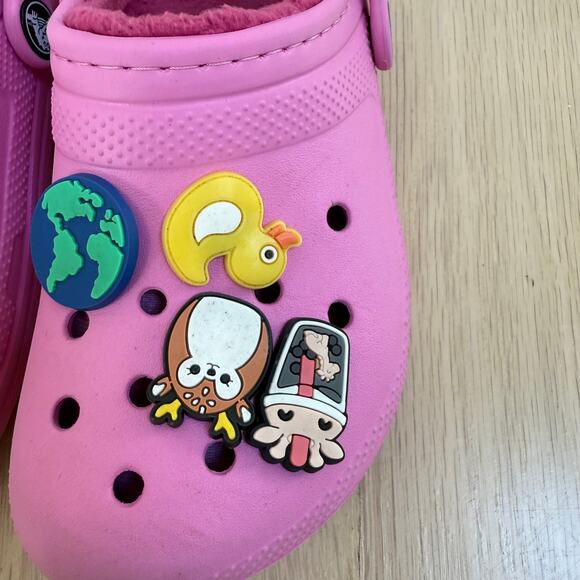 Pink Crocs Classic Lined Size C13 Clogs Squishmallow Jibbitz - Picture 9 of 9